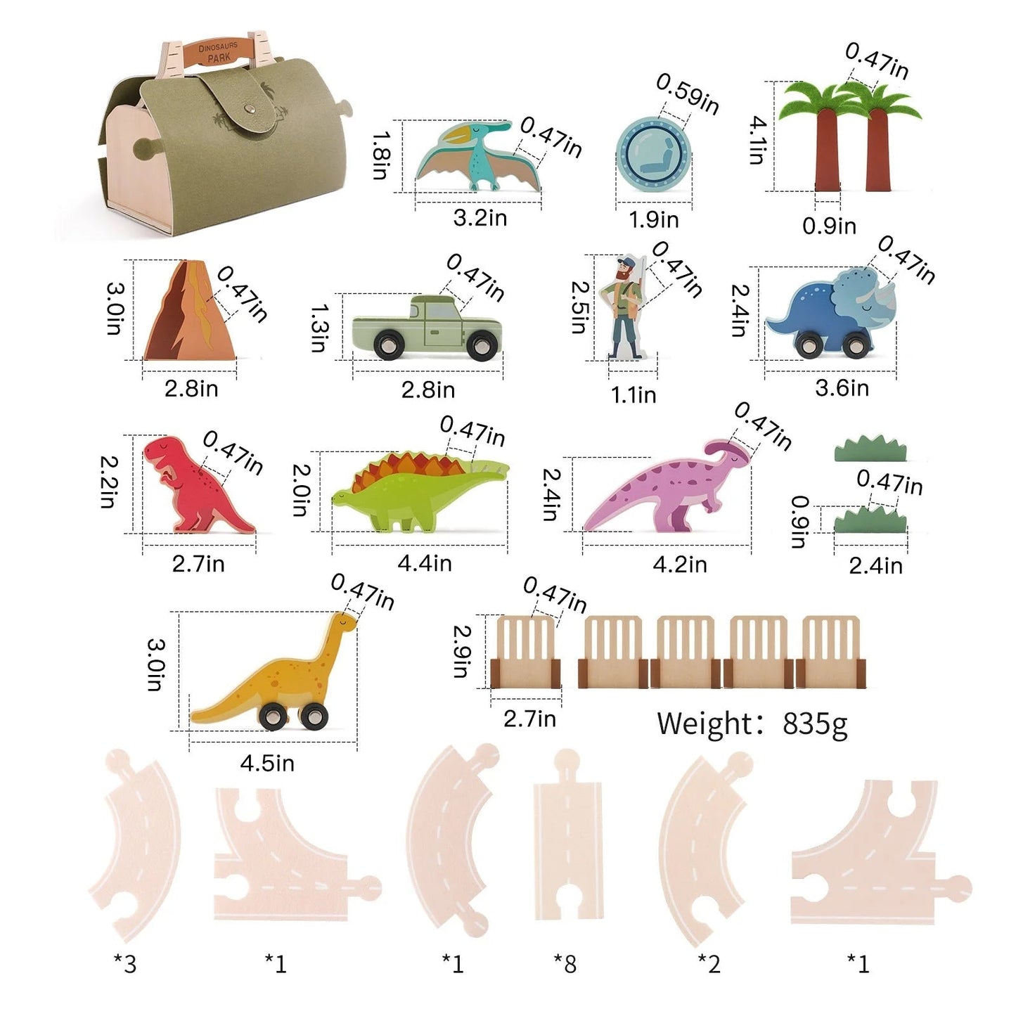 Dino-Park Spielset – Kreatives Holzspielzeug – Fördert Fantasie & Feinmotorik 4