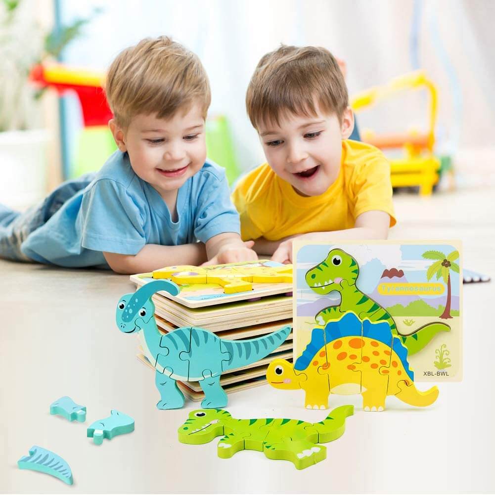 DinoForm – 3D Puzzle-Set aus Holz (6-teilig)