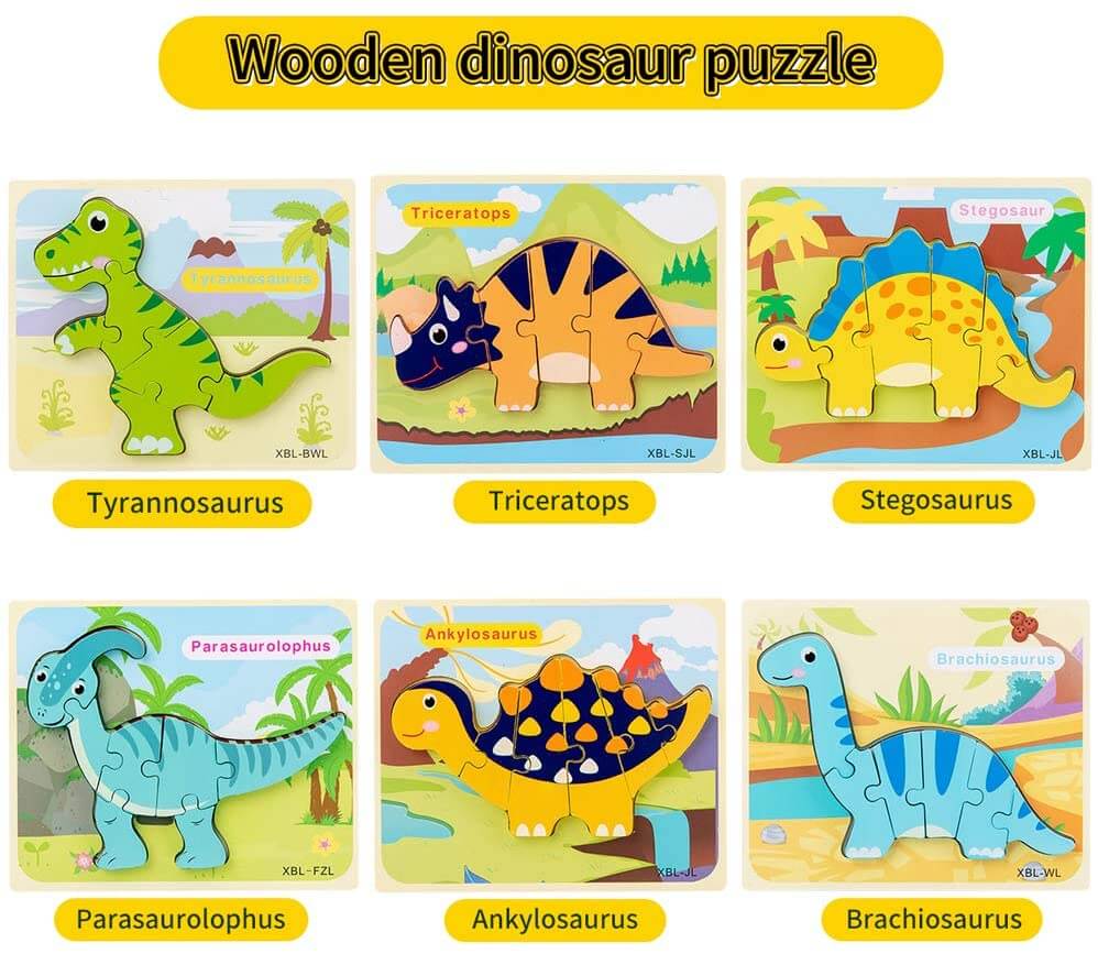 DinoForm – 3D Puzzle-Set aus Holz (6-teilig)