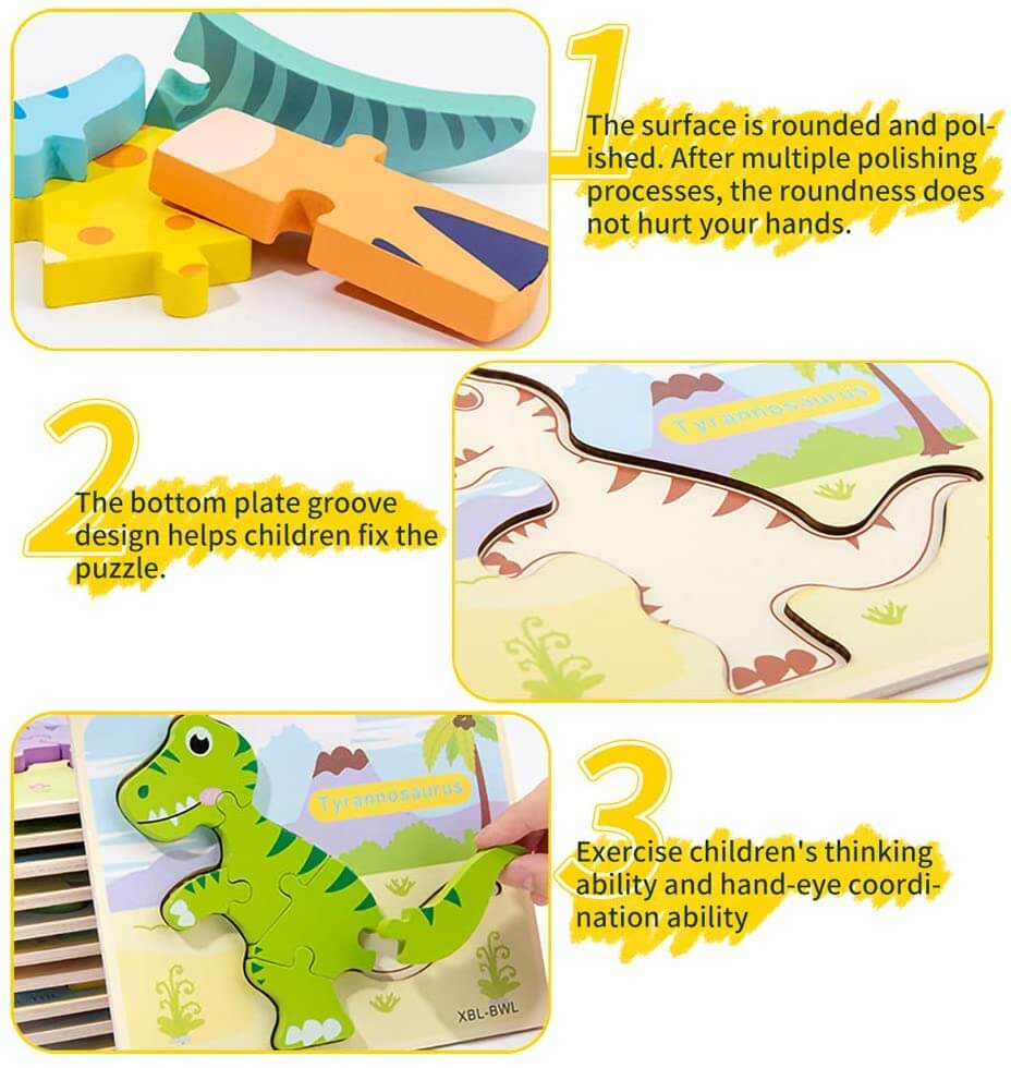 DinoForm – 3D Puzzle-Set aus Holz (6-teilig)