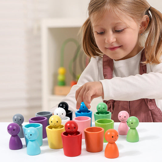 ColorNest – Farben Sortierbecher aus Holz – Spielerisch & Lernfördernd