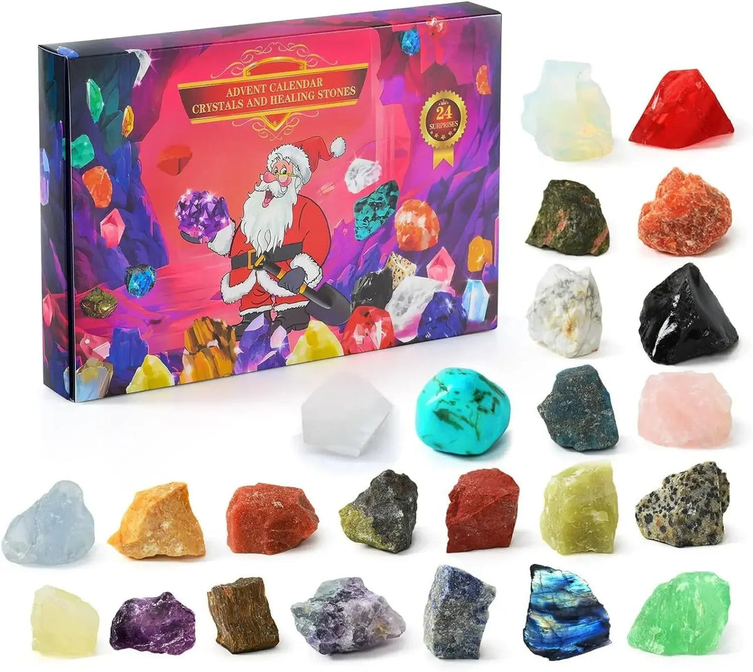 Adventskalender Kinder – 24 Einzigartige Kristallgesteine – Magischer Countdown bis Weihnachten 0