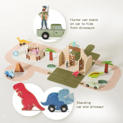 Dino-Park Spielset – Kreatives Holzspielzeug – Fördert Fantasie & Feinmotorik 5