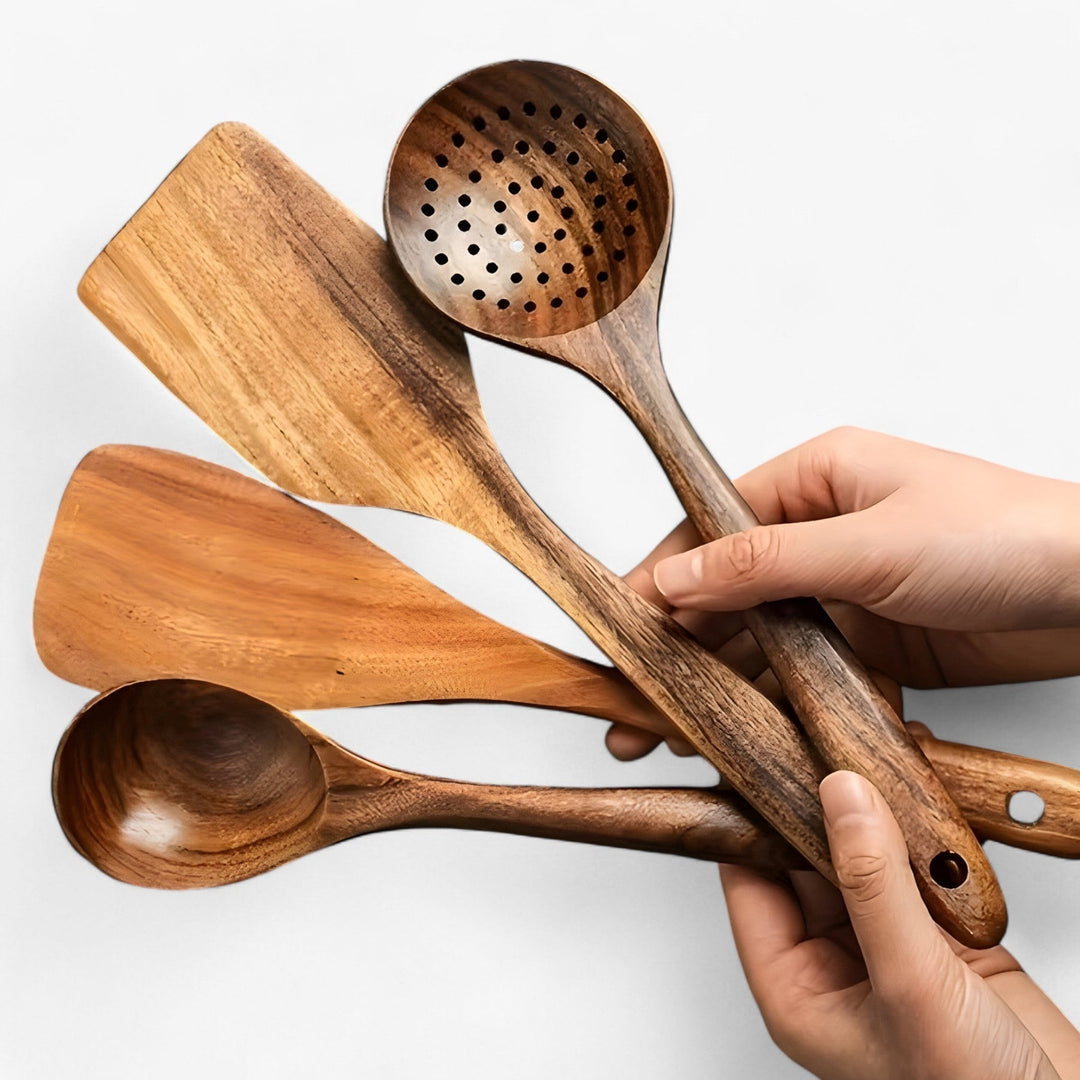 Küchenutensilien Set – Hitzebeständig & Kratzfest – 11-teiliges Holz Set für Sicheres Kochen 1