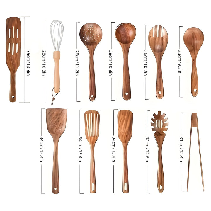 Küchenutensilien Set – Hitzebeständig & Kratzfest – 11-teiliges Holz Set für Sicheres Kochen 3