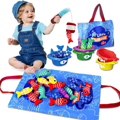 Montessori Spielzeug – Interaktiver Plüsch Fischteich – Fördert Motorik & Farbverständnis Ab 2 Jahren 5