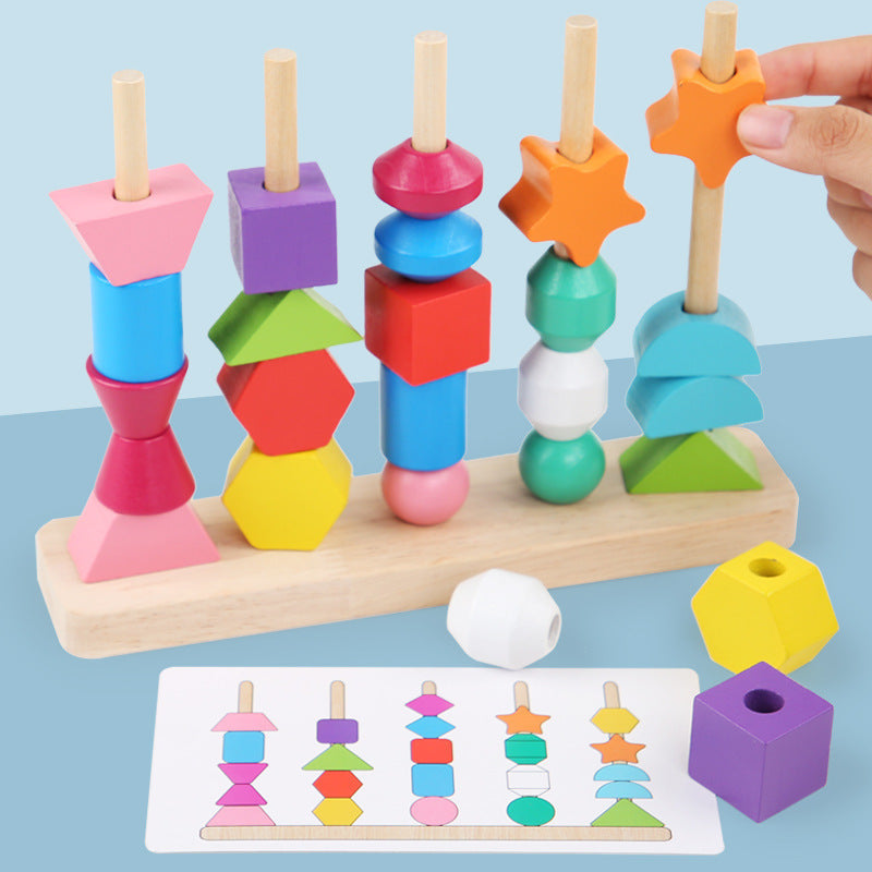 Montessori Fädelspielzeug – Fördert Kreativität & Feinmotorik – Bunte Formen für Kinder ab 3 Jahren 3