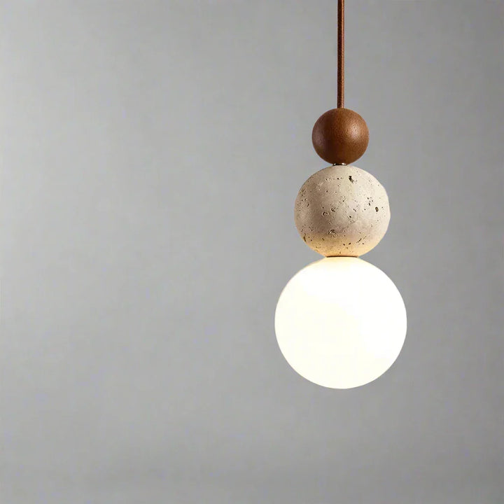 Pendelleuchte Kugelform | Modernes Design mit Holz, Beton & Glas