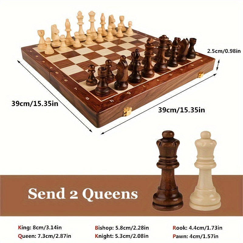 Schachspiel Holz – Hochwertiges Klappbrett für Turniere und Zuhause – Ideal zum Schach Spielen 5