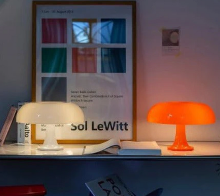 Pilz Tischlampe aus Kunststoff | Stilvolle Retro-Leuchte für warme Wohnatmosphäre