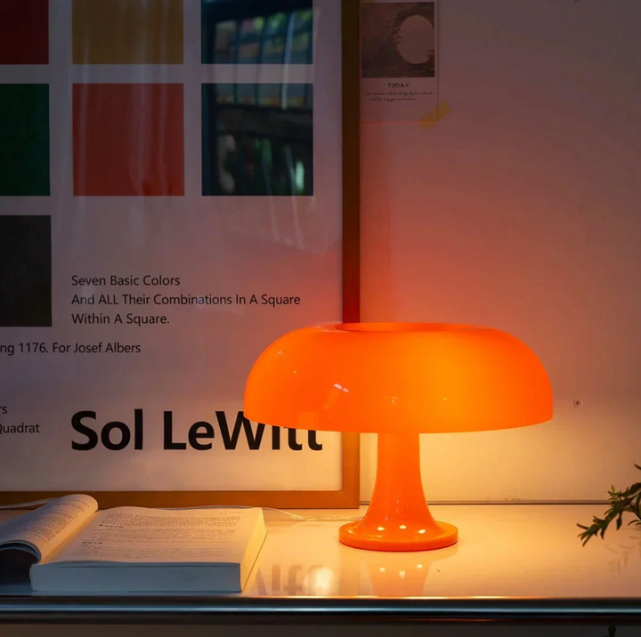 Pilz Tischlampe aus Kunststoff | Stilvolle Retro-Leuchte für warme Wohnatmosphäre