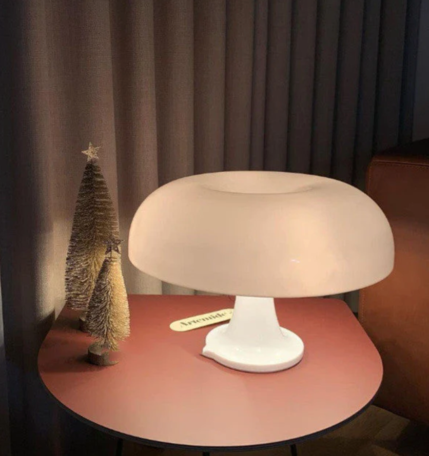 Pilz Tischlampe aus Kunststoff | Stilvolle Retro-Leuchte für warme Wohnatmosphäre