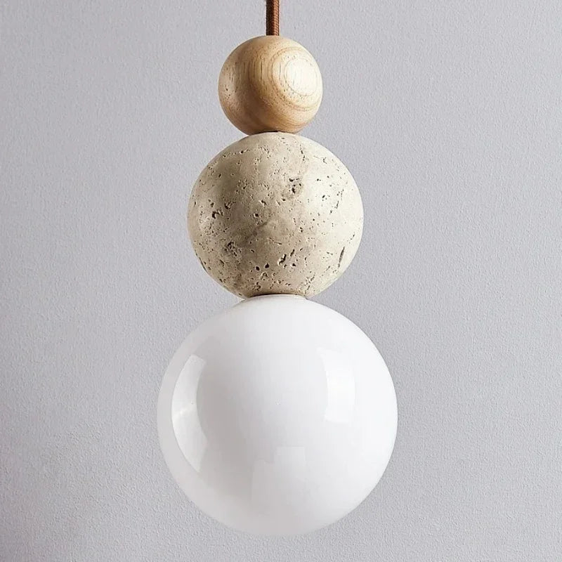 Pendelleuchte Kugelform | Modernes Design mit Holz, Beton & Glas