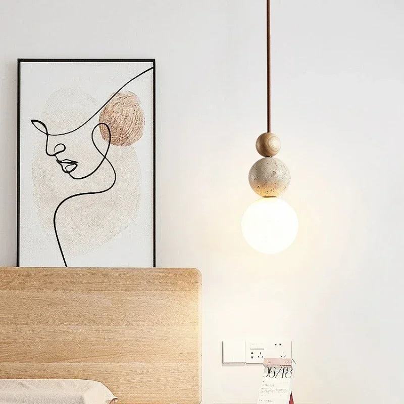 Pendelleuchte Kugelform | Modernes Design mit Holz, Beton & Glas