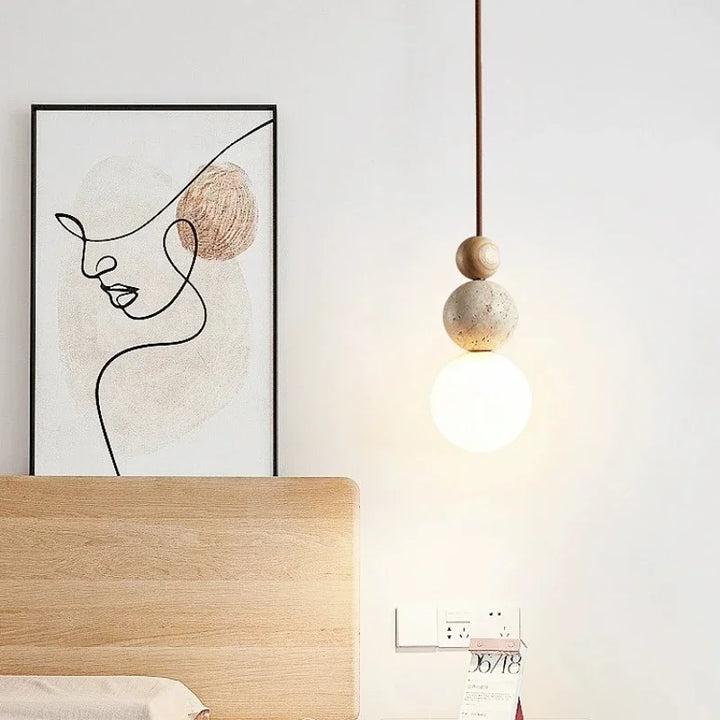 Pendelleuchte Kugelform | Modernes Design mit Holz, Beton & Glas
