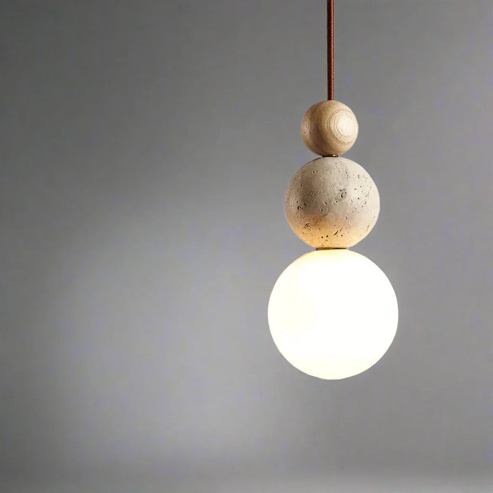 Pendelleuchte Kugelform | Modernes Design mit Holz, Beton & Glas
