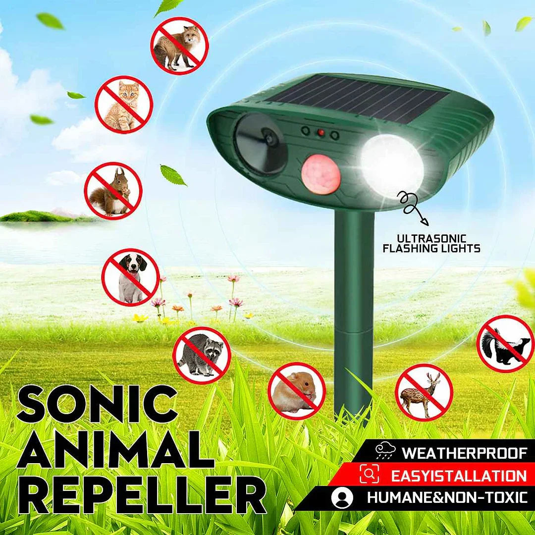 Solarbetriebener Ultraschall-Rehvertreiber - Effektiver Rehabschreckmittel für Gärten & Höfe in 48 Stunden