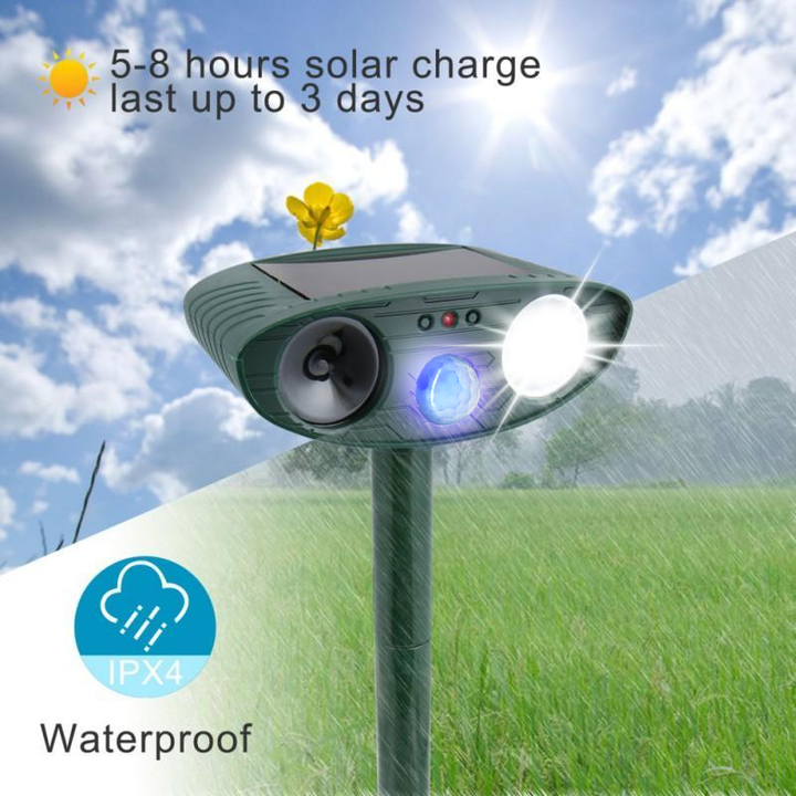 Solarbetriebener Ultraschall-Rehvertreiber - Effektiver Rehabschreckmittel für Gärten & Höfe in 48 Stunden