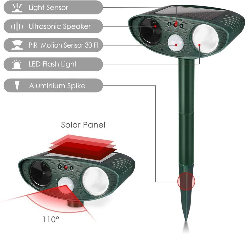 Solarbetriebener Ultraschall-Rehvertreiber - Effektiver Rehabschreckmittel für Gärten & Höfe in 48 Stunden