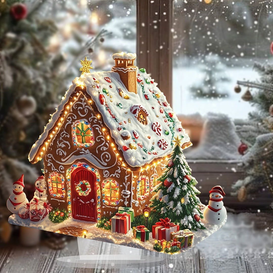 Weihnachtsdeko – Leuchtendes Lebkuchenhaus – Charmante Tischdekoration für Festliche Atmosphäre 0