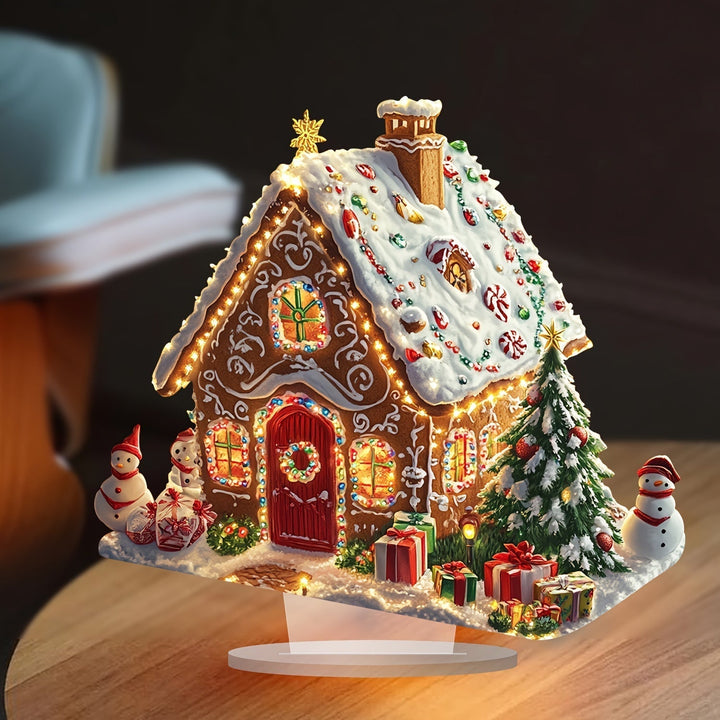 Weihnachtsdeko – Leuchtendes Lebkuchenhaus – Charmante Tischdekoration für Festliche Atmosphäre 1
