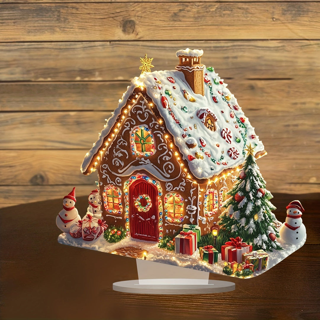 Weihnachtsdeko – Leuchtendes Lebkuchenhaus – Charmante Tischdekoration für Festliche Atmosphäre 2