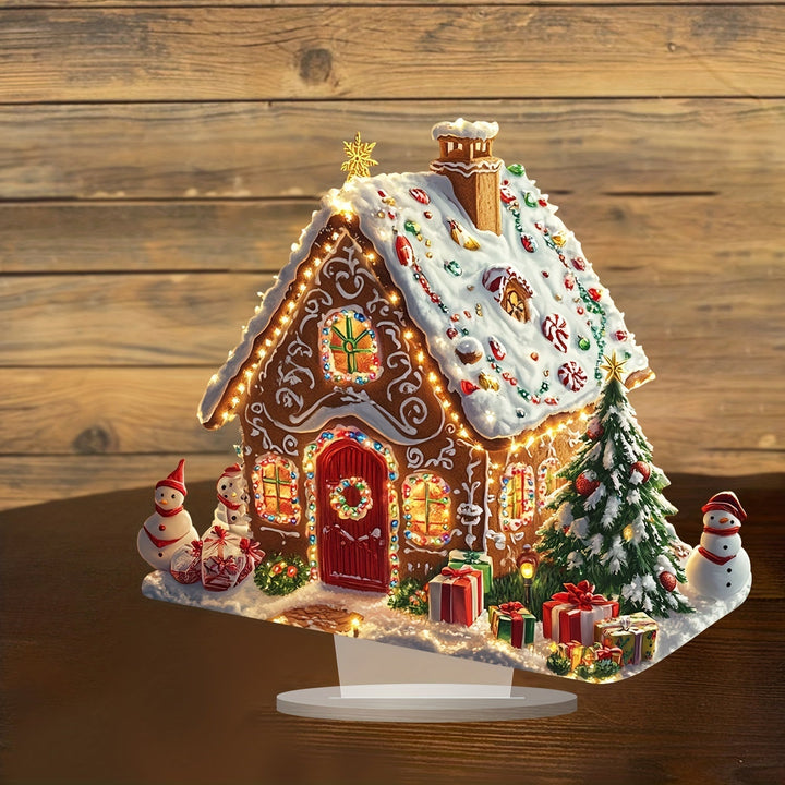 Weihnachtsdeko – Leuchtendes Lebkuchenhaus – Charmante Tischdekoration für Festliche Atmosphäre 2