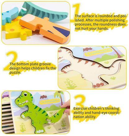 DinoForm – 3D Puzzle-Set aus Holz (6-teilig)